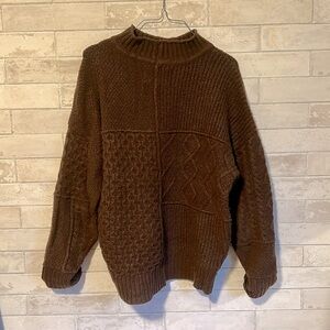 Dark Brown Oversized Knit Sweater Vintage Inspired American Eagle Size Medium